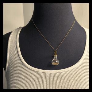 💰 Vtg. Pendant Gold Flakes in Glass Jar